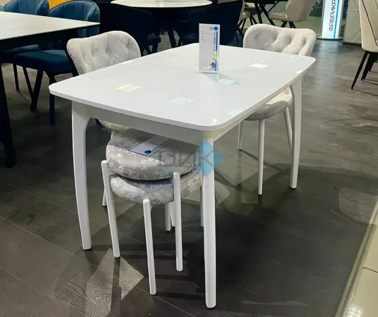 Обеденный стол ДИК DikLine M40 optiwhite, 90х65x75 см, стекло, белый купить,NaN
