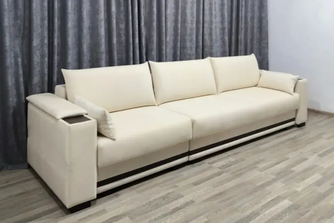 Диван Карат, 350х120 см, обивка микровелюр, белый купить,NaN