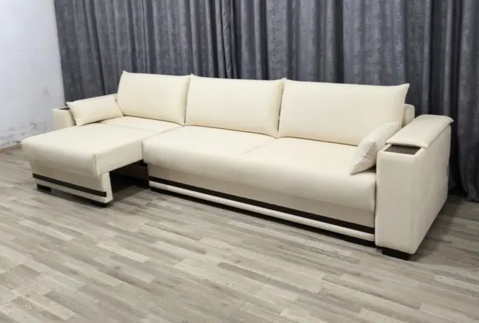 Диван Карат, 350х120 см, обивка микровелюр, белый купить,NaN