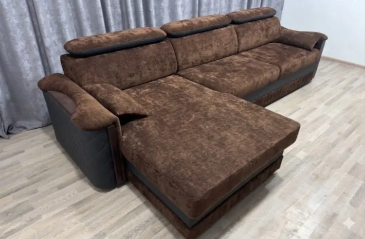 Угловой диван Орион, 350х135 см, обивка букле, коричневый купить,NaN
