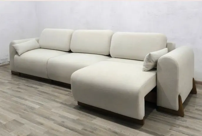 Диван Дюна, 350х145 см, обивка букле, кремовый купить,NaN