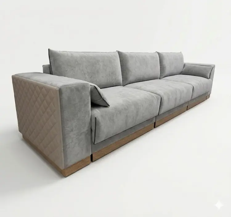 Диван Кубо, 360х120 см, обивка микровелюр, серый купить,NaN