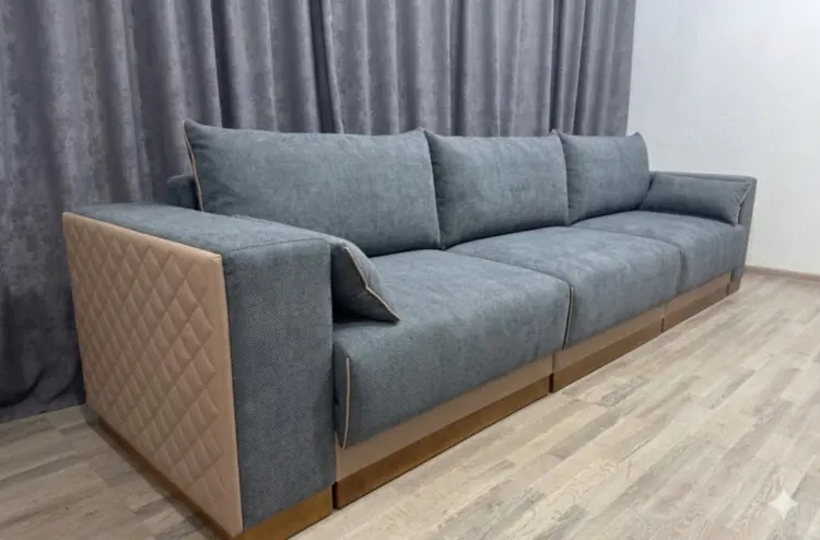 Диван Кубо, 360х120 см, обивка микровелюр, серый купить,NaN