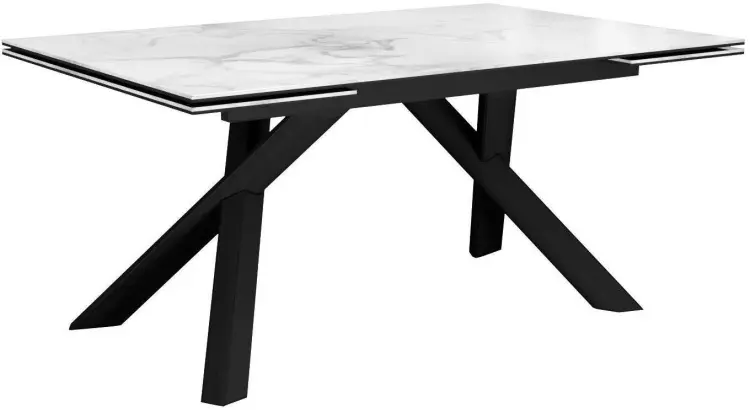 Обеденный стол ДИК DikLine KX160, 160х90x76 см, керамогранит, черный, белый купить,NaN