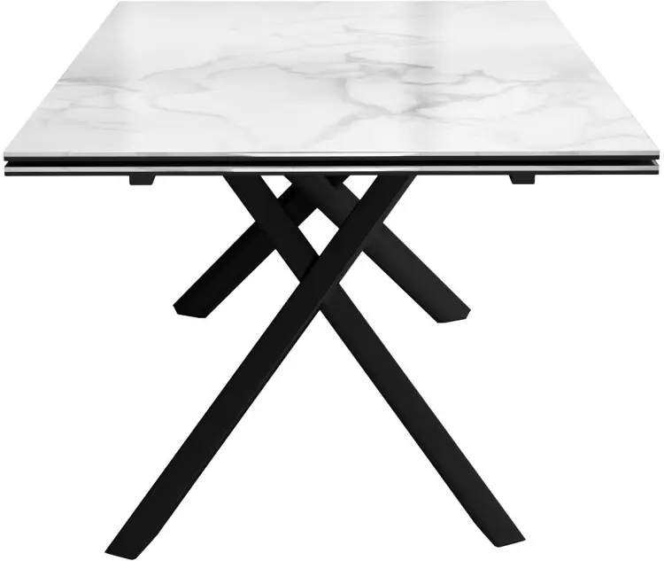 Обеденный стол ДИК DikLine KX160, 160х90x76 см, керамогранит, черный, белый купить,NaN