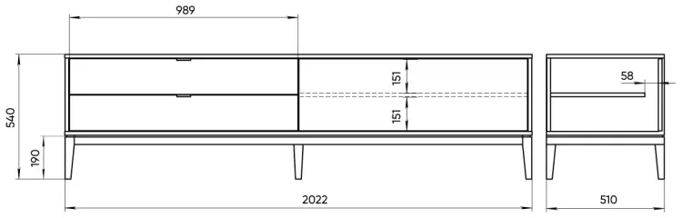 ТВ-тумба напольная Ellipse Fjord, 202x54x51 см, темно-серый
