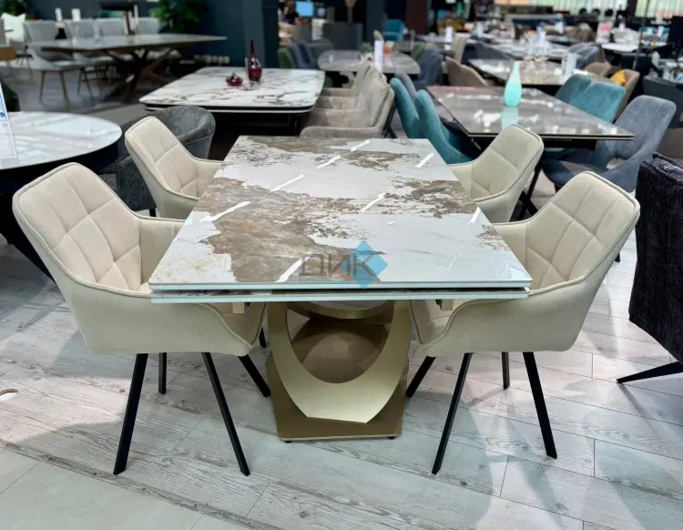 Обеденный стол ДИК DikLine EKE160, 160х90x77 см, керамика, бежевый купить,NaN