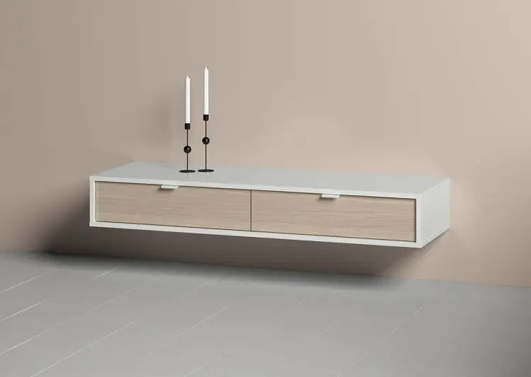 ТВ-тумба навесная Ellipse Fjord, 122x18x41 см, белый, коричневый