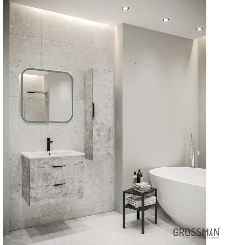 Тумба с раковиной Grossman Кросс 65, 62x50x45 см, серый купить,NaN