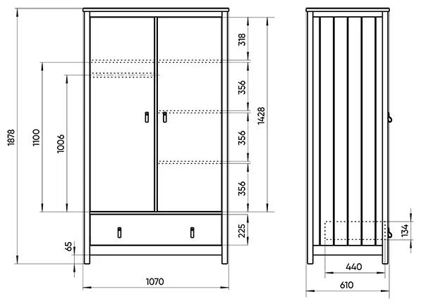 Детский распашной шкаф Ellipse Wood 107х61х187.8 см купить,NaN