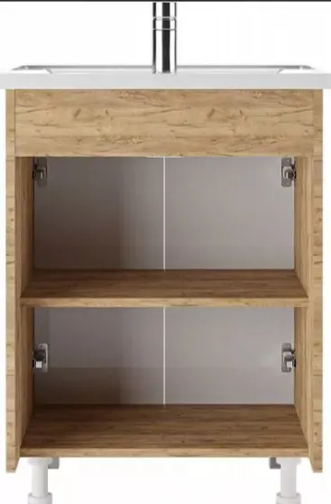 Тумба с раковиной KABINKA.KZ Адай, 59x70x48 см, белый, коричневый