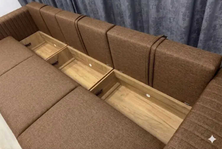 Диван Кубо, 360х120 см, обивка ткань, коричневый купить,NaN