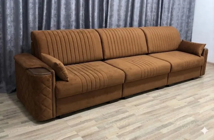 Диван Николь, 350х110 см, обивка букле, коричневый купить,NaN