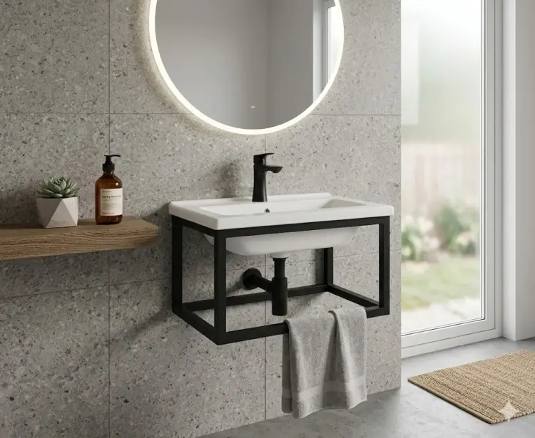 Тумба с раковиной KABINKA.KZ Bergerplast, 39.5x21.5x21.5 см, черный, белый