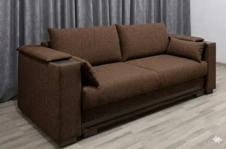 Диван Карат, 250х110 см, обивка микровелюр, коричневый купить,NaN
