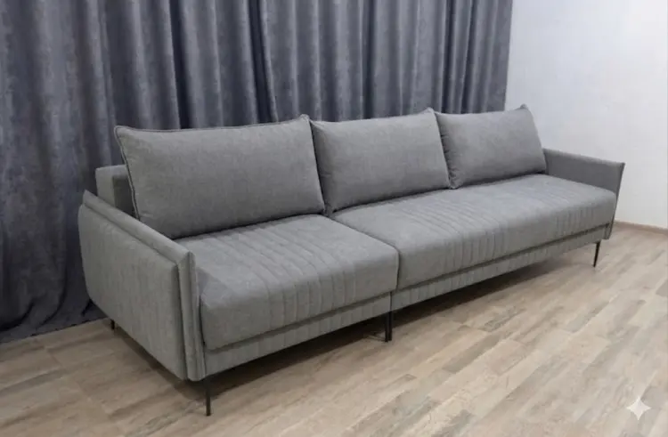 Диван Аврора, 315х110 см, обивка букле, серый купить,NaN