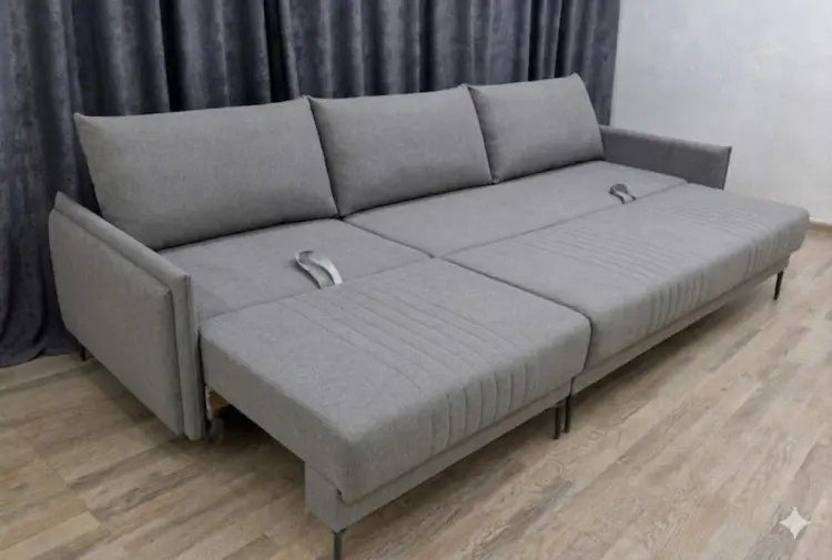 Диван Аврора, 315х110 см, обивка букле, серый купить,NaN