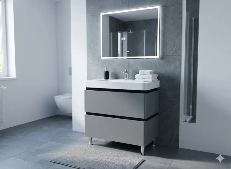 Тумба с раковиной KABINKA.KZ Hilton-60, 60x82x45 см, серый купить,NaN