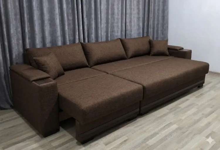 Диван Карат, 350х120 см, обивка микровелюр, коричневый купить,NaN
