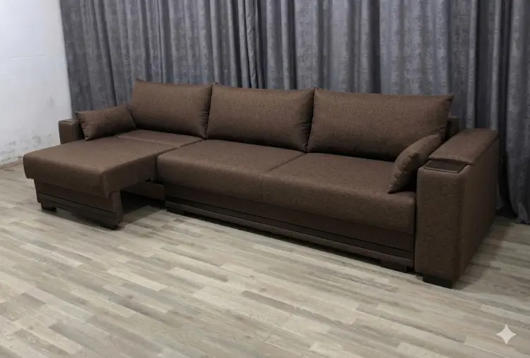 Диван Карат, 350х120 см, обивка микровелюр, коричневый купить,NaN