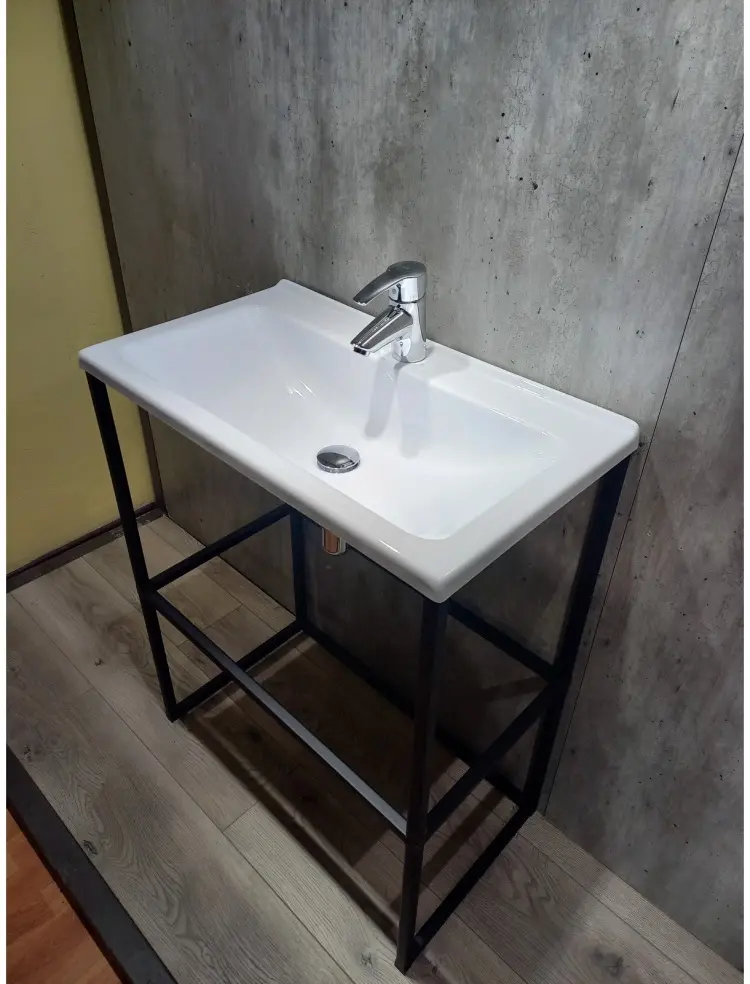 Тумба с раковиной KABINKA.KZ лофт 700 нп, 68.5x87.5x38.5 см, черный, белый купить,NaN