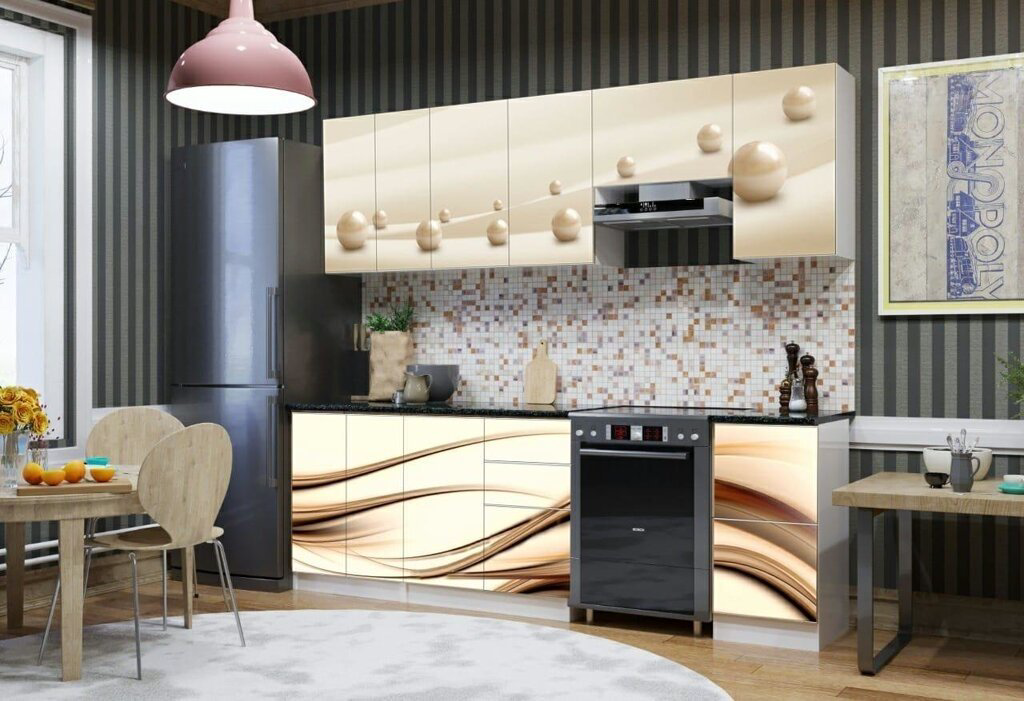 Гарнитур кухонный Grand Miks 240x220х60см коричнево-бежевый купить,NaN