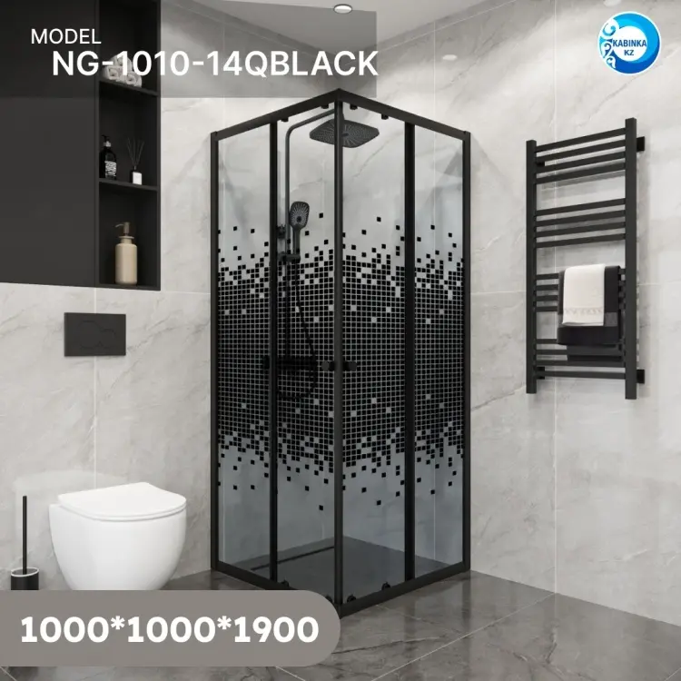 Душевое ограждение KABINKA.KZ двухстенное NG-1010-14QBLACK, 1000х1900 мм