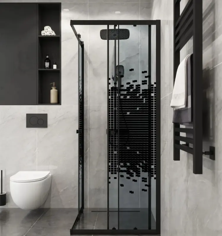 Душевое ограждение KABINKA.KZ двухстенное NG-1010-14QBLACK, 1000х1900 мм