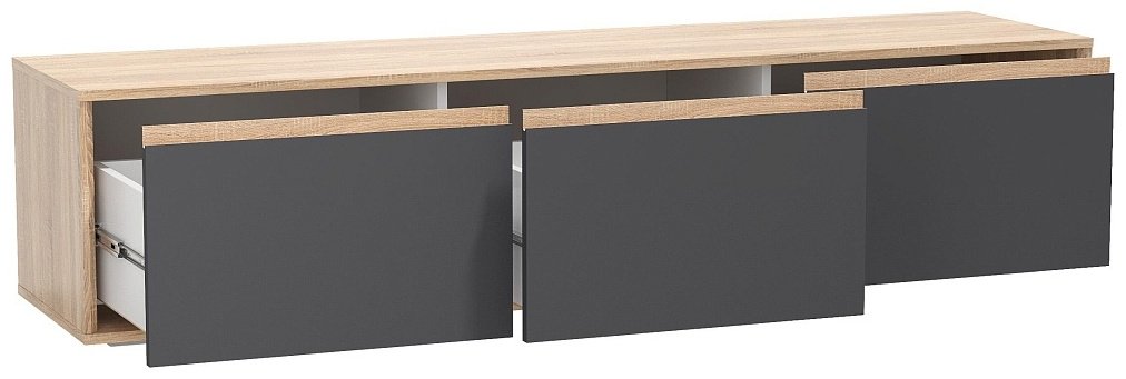 ТВ-тумба напольная и навесная Седьмое небо Берта, 171x40x43 см, черный, коричневый купить,0