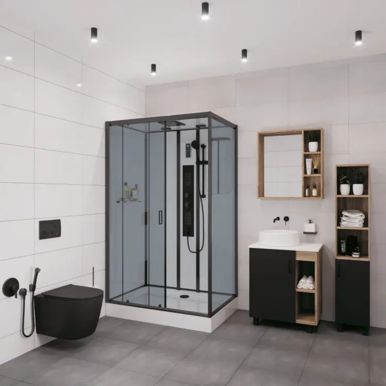 Душевая кабина KABINKA.KZ NG-6912-01GQL BLACK, 210х80 см, низкий поддон купить,NaN