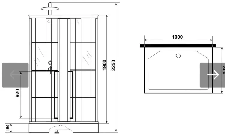 Душевая кабина KABINKA.KZ ST100/80/15QL/KL/BKT, 225х100 см, низкий поддон купить,NaN