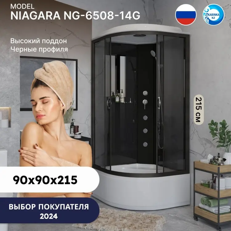 Душевая кабина Niagara NG-6508-14G, 215х90 см, высокий поддон купить,NaN