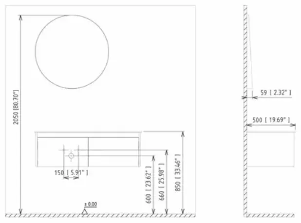Зеркало настенное Orka 75x75 см купить,373800