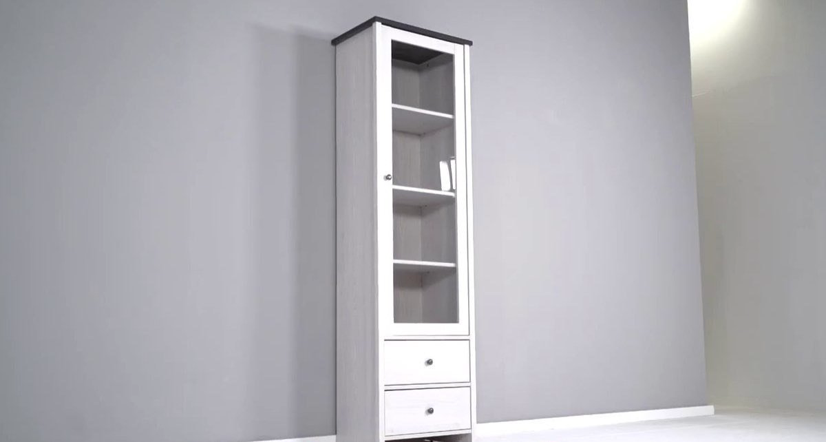 Шкаф-витрина Гербор Порто REG1W2S 58.5x40x199.5см белый купить,NaN