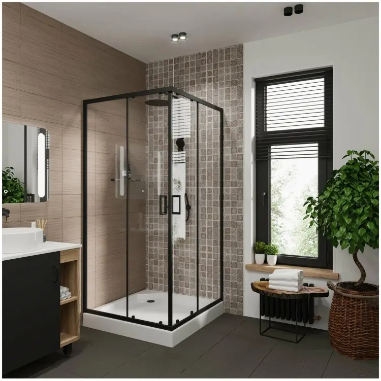 Душевое ограждение Niagara двухстенное Nova NG-6808-08 BLACK, 900х1900 мм купить,NaN