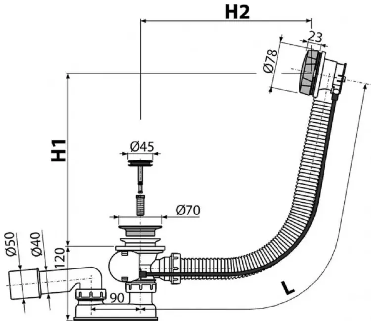 Сифон AlcaPlast A55 К 60 см