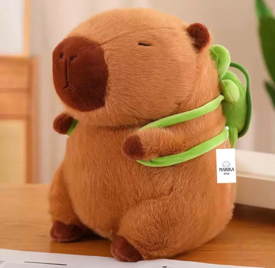 Мягкая игрушка Капибара, высота 25 см, коричневый