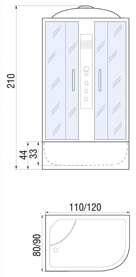Душевая кабина KABINKA.KZ DUNAY 120/80/44 TH L, 210х120 см, низкий поддон купить,NaN