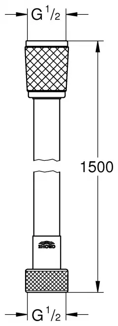Шланг для душа Grohe металлическая оплетка, 1500 см, подключение 1/2x1/2
