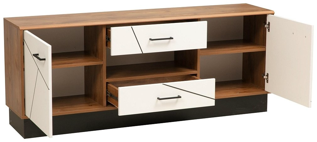 ТВ-тумба напольная Седьмое небо Гамма, 160x64x36 см, белый, коричневый купить,NaN