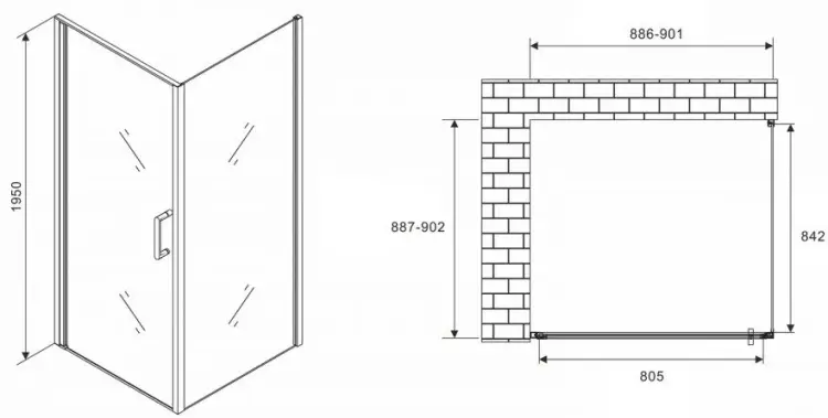 Душевое ограждение Abber двухстенное AG04090-S90, 900х900х1950 мм купить,NaN