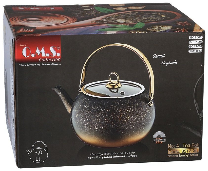 O.M.S. Collection чайник 8212-XL-Olv 3 л, нержавеющая сталь, стекло, гранит - ForteMarket O.M.S. Collection чайник 8212-XL-Olv 3 л, нержавеющая сталь, стекло, гранит купить,0