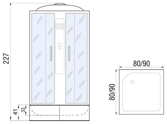 Душевая кабина KABINKA.KZ QUADRO XL 90/41 MT, 227х90 см, высокий поддон