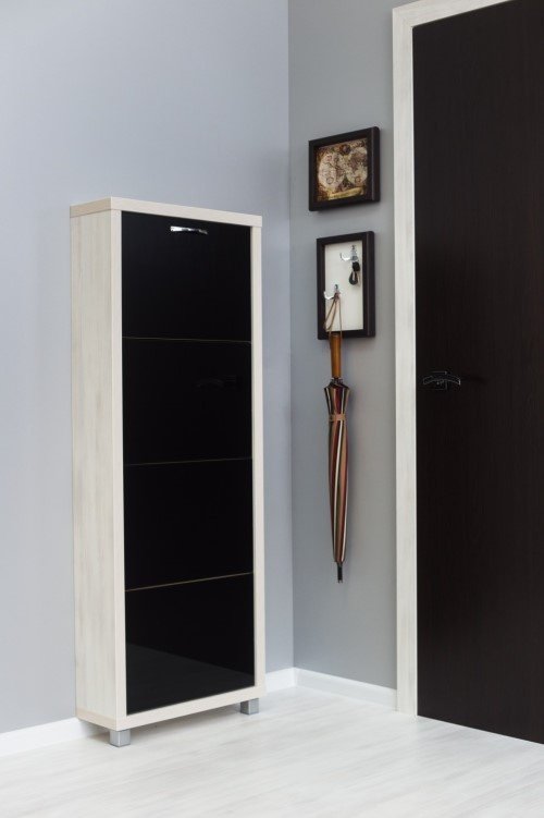 Тумба для обуви АЙРОН 55x19x141 см, ЛДСП, стекло