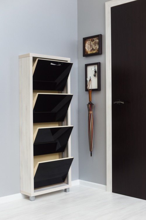Тумба для обуви АЙРОН 55x19x141 см, ЛДСП, стекло купить,0