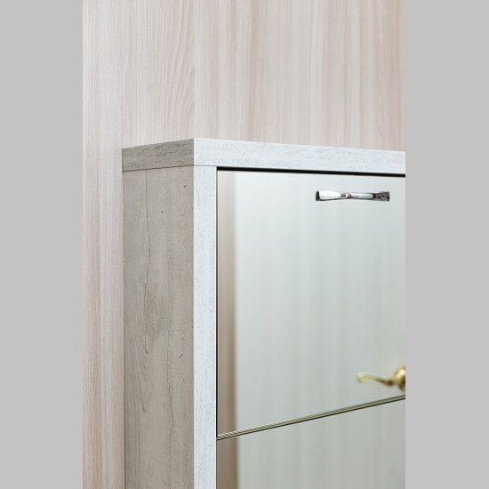Обувница АЙРОН 54.5x19x140.5 см, ЛДСП, металл, пластик, зеркало - ForteMarket Обувница АЙРОН 54.5x19x140.5 см, ЛДСП, металл, пластик, зеркало купить,0
