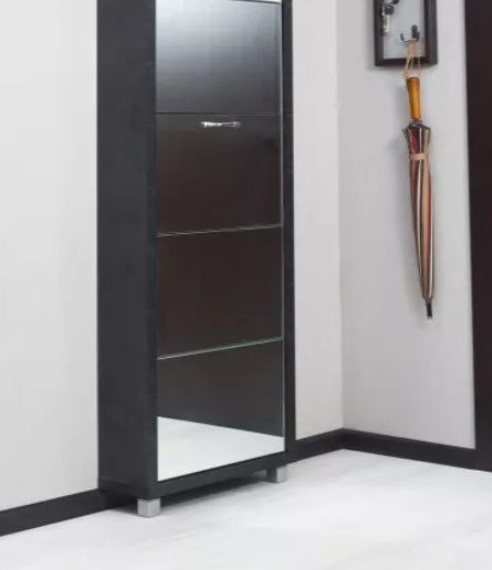 Тумба для обуви АЙРОН 55x19x141 см, ЛДСП, зеркало
