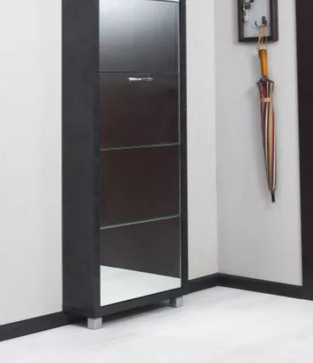 Тумба для обуви Айрон 55x19x141см черный купить,NaN