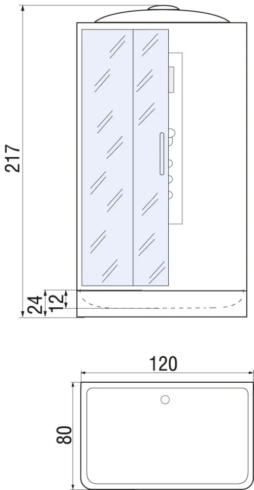 Душевая кабина KABINKA.KZ VITIM 120/80/24 TH, 217х80 см, низкий поддон купить,NaN
