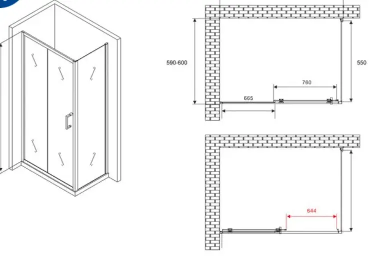 Душевое ограждение Abber двухстенное AG301505-S605, 600х1900 мм купить,NaN